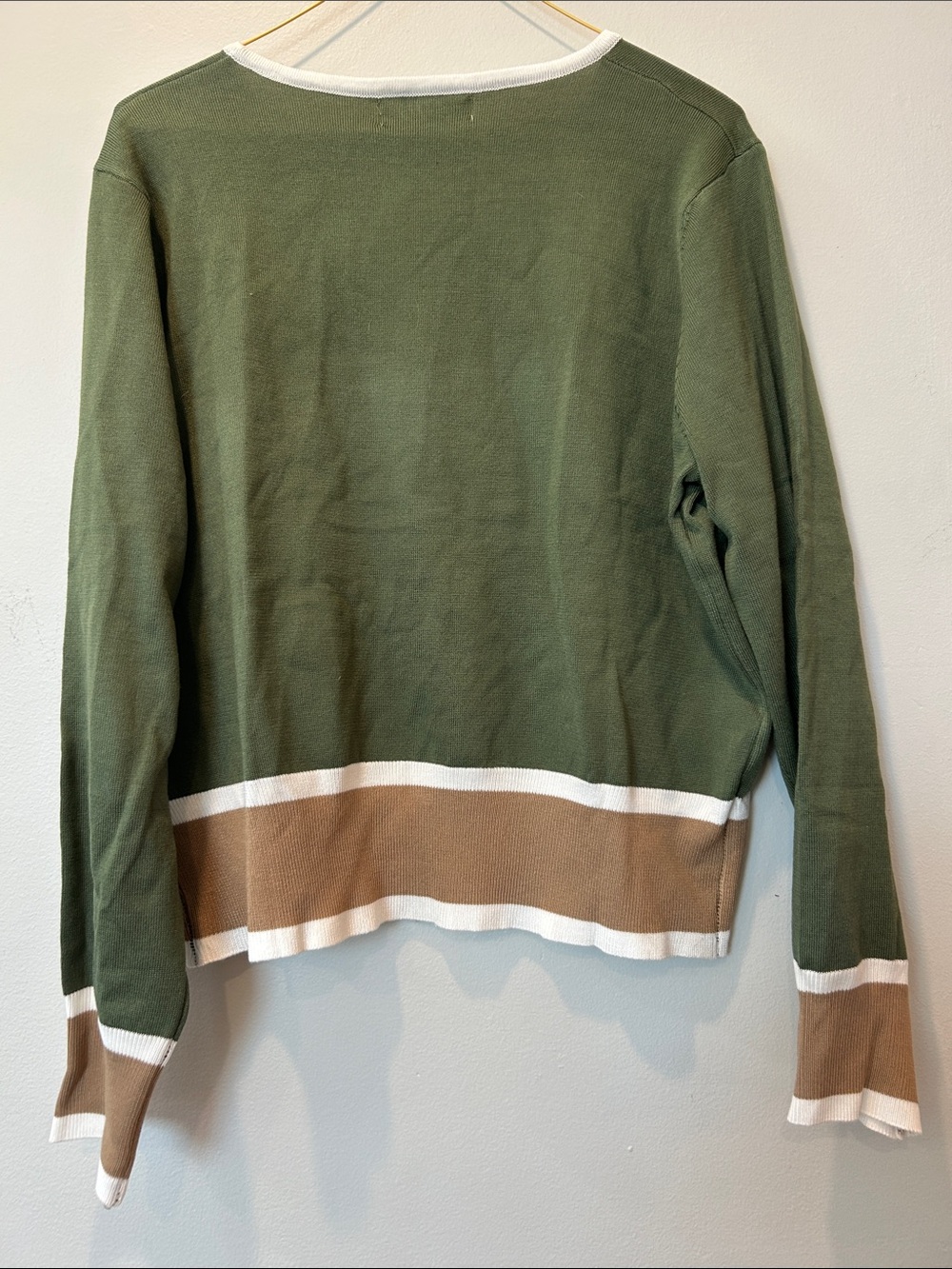 Belle Poque Olive Green Contrast-Trim Cardigan - Picture 5 of 5